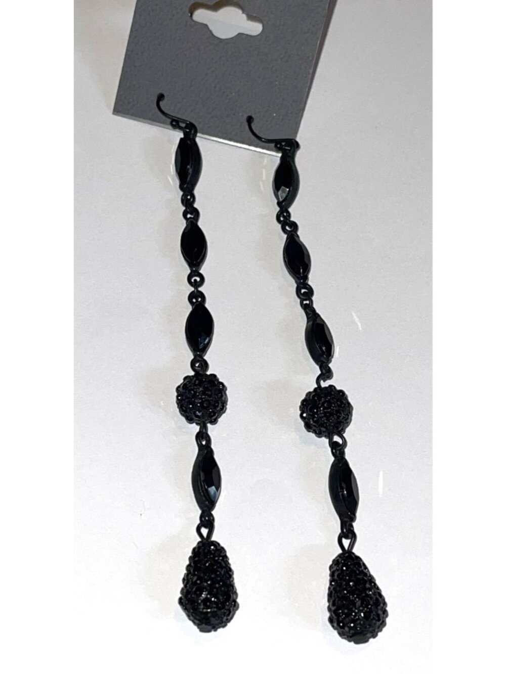 Express Black Beaded Drop Earrings Vintage Y2K Deadstock